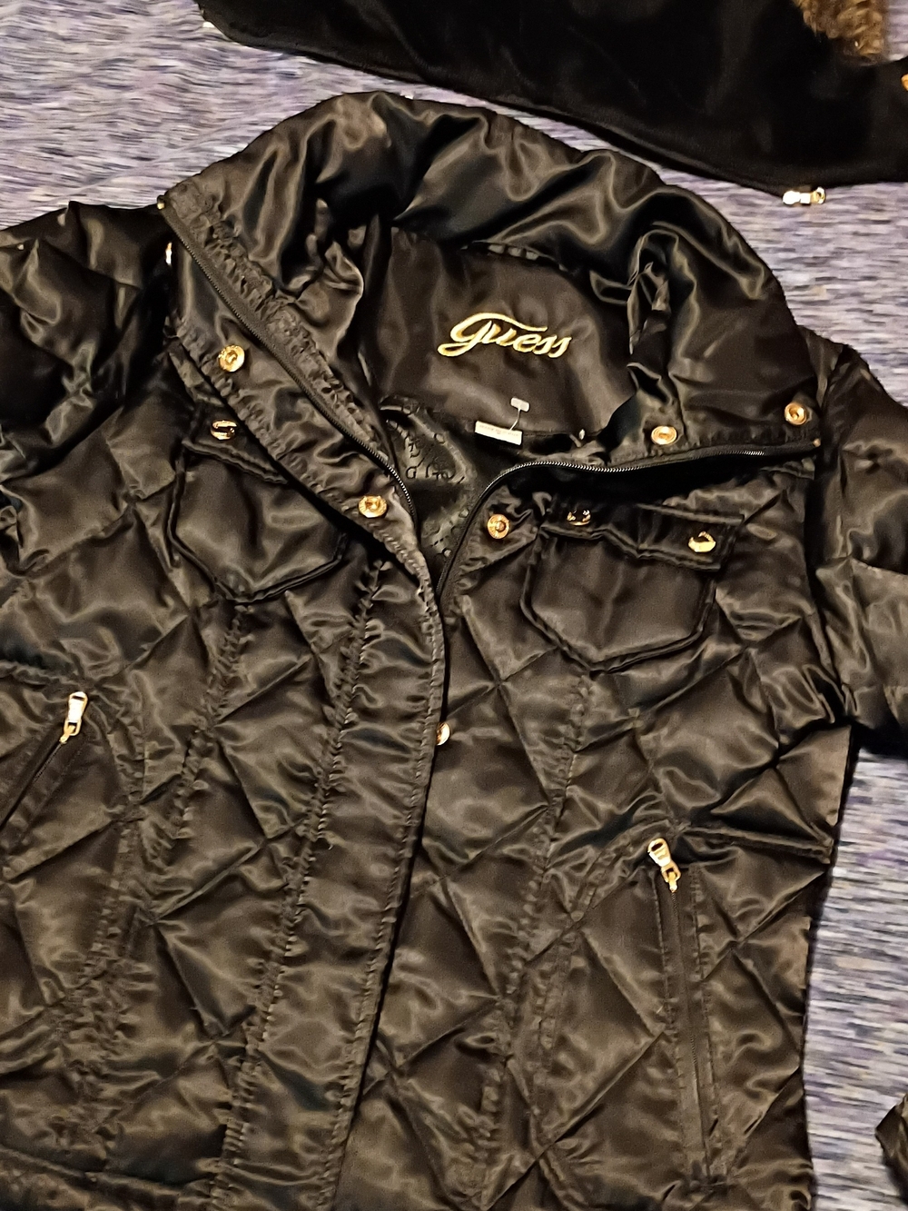 GUESS Black Women's Jacket with Gold Hardware